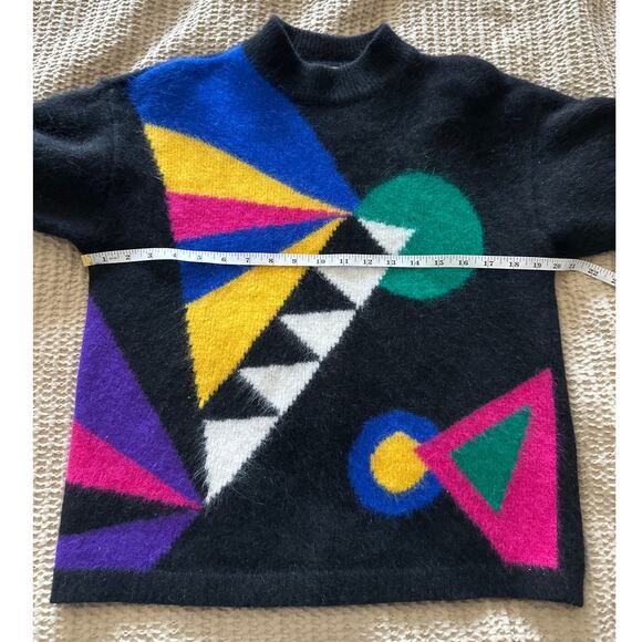 Vintage Angora Lambs Wool Geometric 80s Sweater Rafella Medium - Picture 4 of 6
